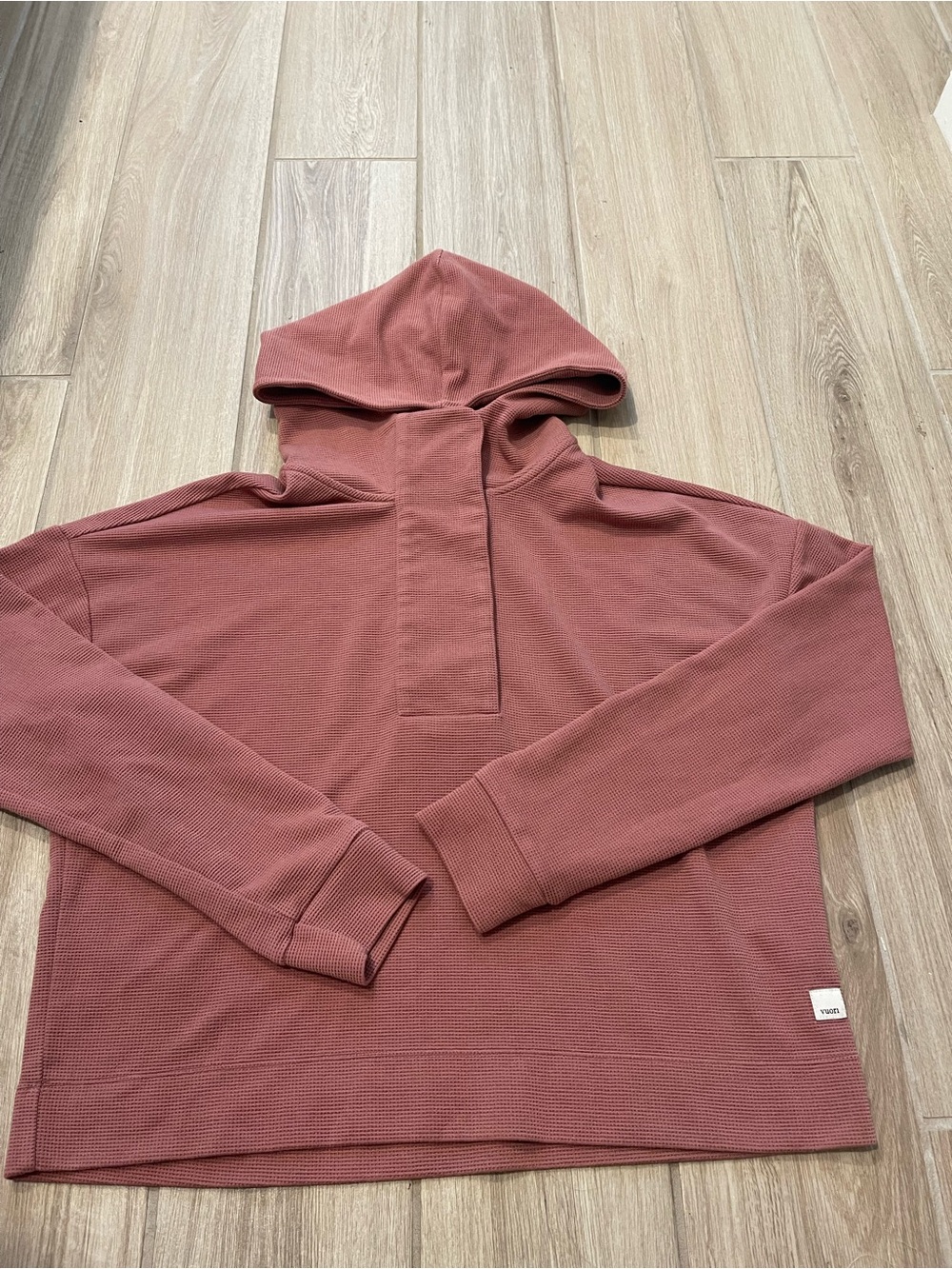 Vuori Bayview Thermal Waffle Hoodie Rosewood Sz S VW263